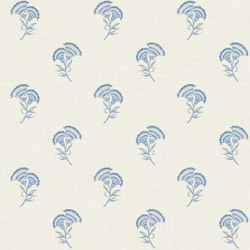 FC60802 Lotus Branch Floral French Blue Floral Theme Nonwoven Unpasted Wallpaper French Country Collection Made in United States