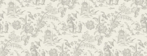 FC62808F Chinoiserie Linen Fabric French Grey Toile Theme Cotton Linen Blend Unpasted Wallpaper French Country Collection Made in United States