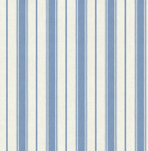 FC61502 Eliott Linen Stripe Blue Bell Stripe Theme Nonwoven Unpasted Wallpaper French Country Collection Made in United States