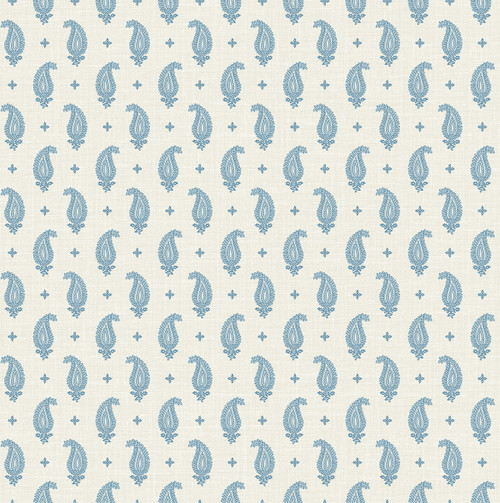 FC62402 Maia Paisley Bleu Bisque Botanical Theme Nonwoven Unpasted Wallpaper French Country Collection Made in United States