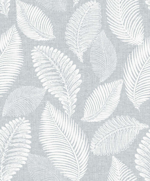 EW10028 Tossed Leaves Ice Botanical Theme Nonwoven Unpasted Wallpaper White Heron Collection Made in Netherlands