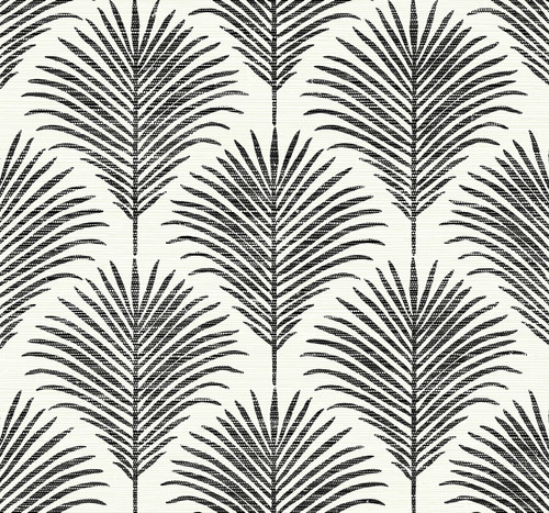 NW53800 Grassland Palm Inkwell & Off-White Botanical Theme Vinyl Self-Adhesive Wallpaper NextWall Peel & Stick Collection Made in United States