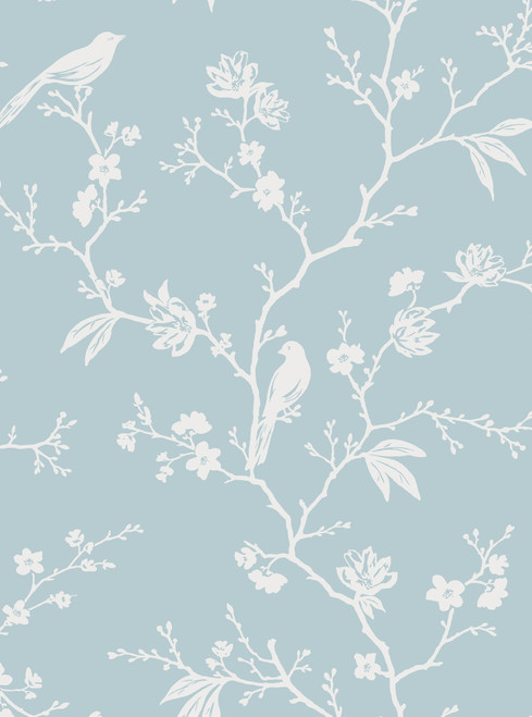 NW53402 Songbird Chinoiserie Blue Skies Chinoiserie Theme Vinyl Self-Adhesive Wallpaper NextWall Peel & Stick Collection Made in United States