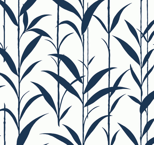 NW51402 Bamboo Silhouette Royal Blue Botanical Theme Vinyl Self-Adhesive Wallpaper NextWall Peel & Stick Collection Made in United States