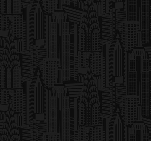 NW51300 City Skyline Cosmic Black Novelty Theme Vinyl Self-Adhesive Wallpaper NextWall Peel & Stick Collection Made in United States