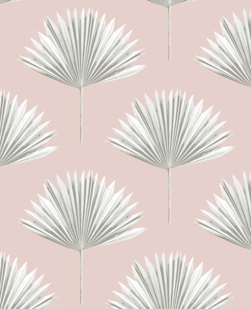 NW46501 Tropical Fan Palm Pink Mist Botanical Theme Vinyl Self-Adhesive Wallpaper NextWall Peel & Stick Collection Made in United States