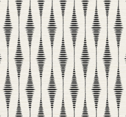 NW46410 Striped Ikat Ebony & Linen Ikat Theme Vinyl Self-Adhesive Wallpaper NextWall Peel & Stick Collection Made in United States