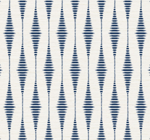 NW46402 Striped Ikat Navy Blue & Linen Ikat Theme Vinyl Self-Adhesive Wallpaper NextWall Peel & Stick Collection Made in United States