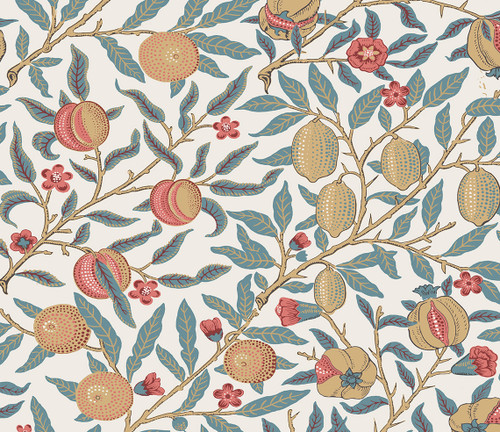 NW48004 Pomegranate Moonstone Blue & Light Ochre Botanical Theme Vinyl Self-Adhesive Wallpaper NextWall Peel & Stick Collection Made in United States