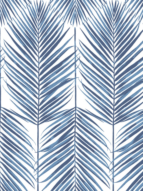 NW47402 Paradise Palms  Coastal Blue Botanical Theme Vinyl Self-Adhesive Wallpaper NextWall Peel & Stick Collection Made in United States