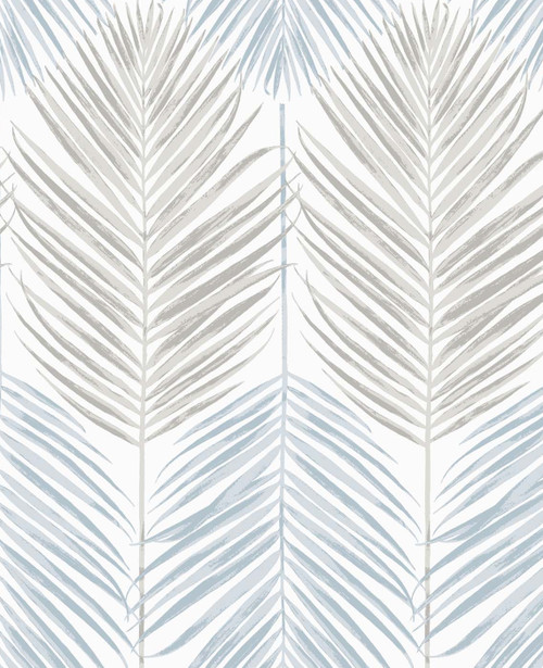 NW47900 Two Toned Palm Blue Mist & Daydream Grey Botanical Theme Vinyl Self-Adhesive Wallpaper NextWall Peel & Stick Collection Made in United States