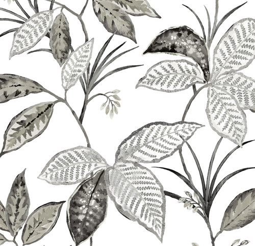 NW48300 Boho Leaf Trail Greystone Botanical Theme Vinyl Self-Adhesive Wallpaper NextWall Peel & Stick Collection Made in United States