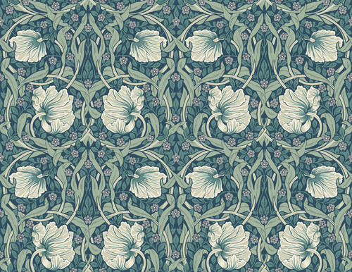NW42404 Pimpernel Floral Teal & Sandstone Floral Theme Vinyl Self-Adhesive Wallpaper NextWall Peel & Stick Collection Made in United States