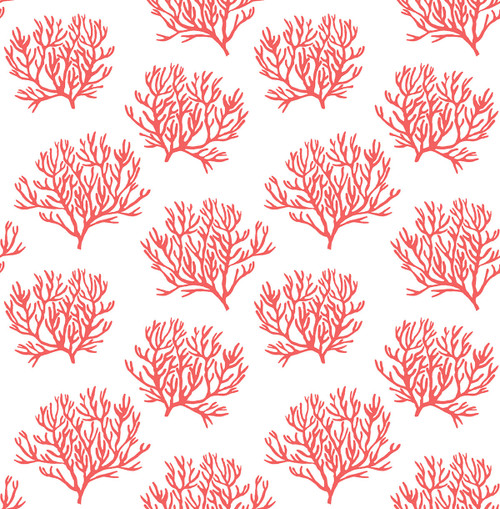 NW38001 Coastal Coral Reef Vermillion Botanical Theme Vinyl Self-Adhesive Wallpaper NextWall Peel & Stick Collection Made in United States