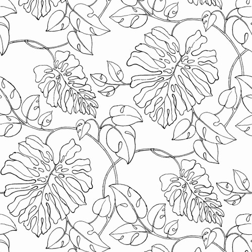 NW40508 Tropical Linework Black & White Botanical Theme Vinyl Self-Adhesive Wallpaper NextWall Peel & Stick Collection Made in United States