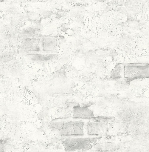 NW37800 Stuccoed Brick Fog Gray Brick Theme Vinyl Self-Adhesive Wallpaper NextWall Peel & Stick Collection Made in United States