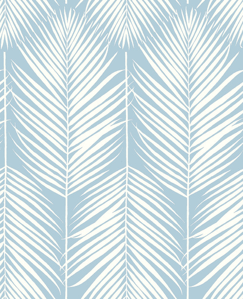 NW39812 Palm Silhouette Hampton Blue Botanical Theme Vinyl Self-Adhesive Wallpaper NextWall Peel & Stick Collection Made in United States