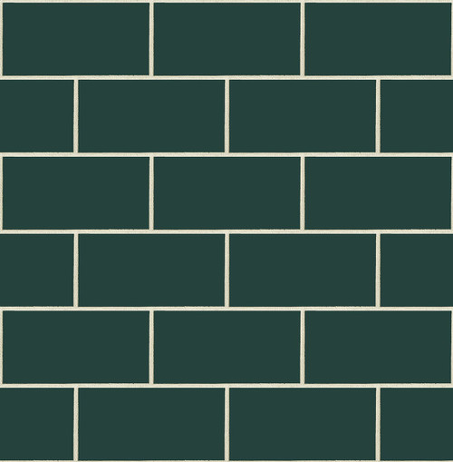 NW37604 Retro Subway Tile Evergeen Tile Theme Vinyl Self-Adhesive Wallpaper NextWall Peel & Stick Collection Made in United States