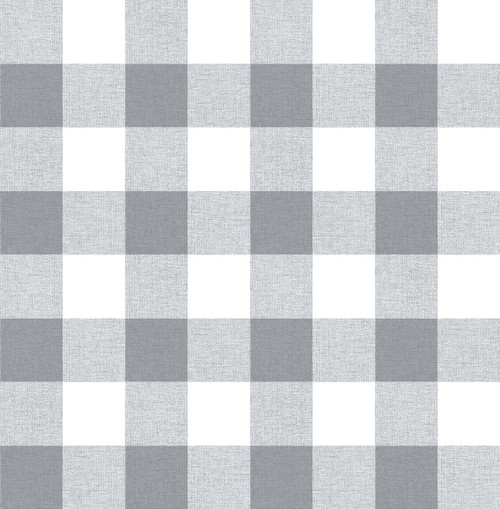 NW34508 Picnic Plaid Gray & White Plaid Theme Vinyl Self-Adhesive Wallpaper NextWall Peel & Stick Collection Made in United States