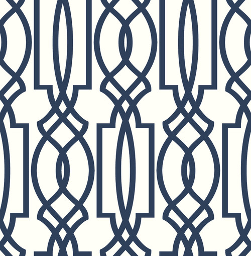 NW31502 Navy Deco Lattice Navy & White Lattice Theme Vinyl Self-Adhesive Wallpaper NextWall Peel & Stick Collection Made in United States