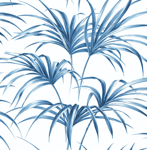 NW32502 Tropical Palm Leaf Coastal Blue Botanical Theme Vinyl Self-Adhesive Wallpaper NextWall Peel & Stick Collection Made in United States