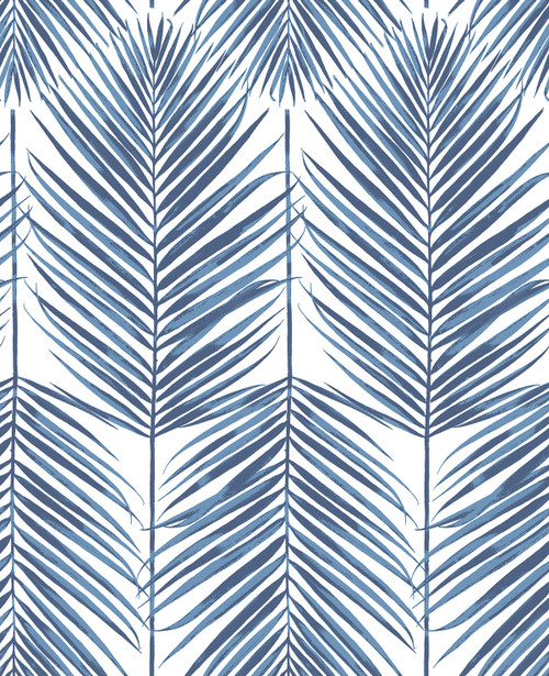 NW33002 Paradise Palm Coastal Blue Botanical Theme Vinyl Self-Adhesive Wallpaper NextWall Peel & Stick Collection Made in United States