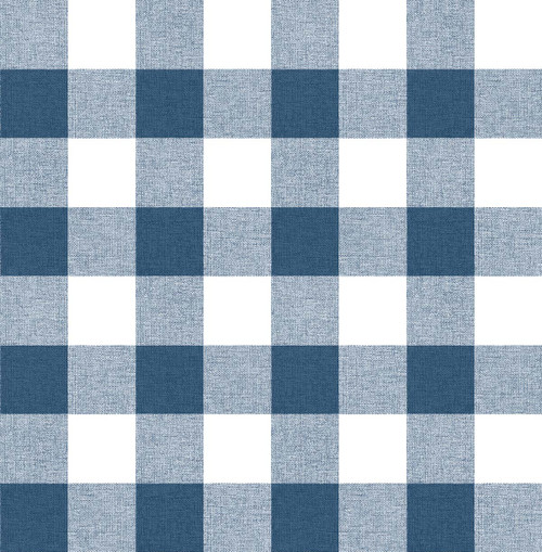 NW34502 Picnic Plaid Navy & White Plaid Theme Vinyl Self-Adhesive Wallpaper NextWall Peel & Stick Collection Made in United States