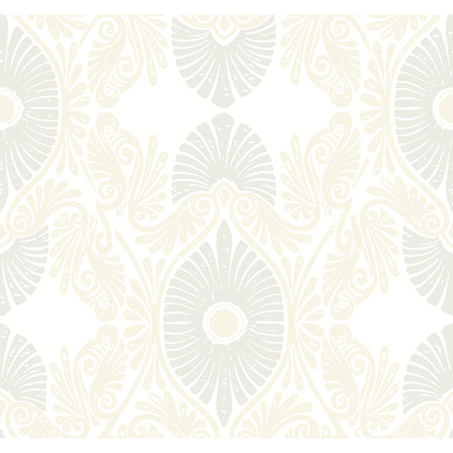 4122-72402 Villa Bone Off White Embellished Ogee Graphics Theme Unpasted Non Woven Wallpaper Terrace Collection Made in United States