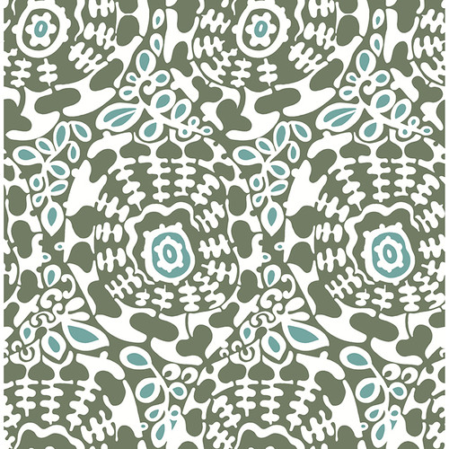 4122-27040 Divine Green Medallion Abstract Theme Unpasted Non Woven Wallpaper Terrace Collection Made in Great Britain