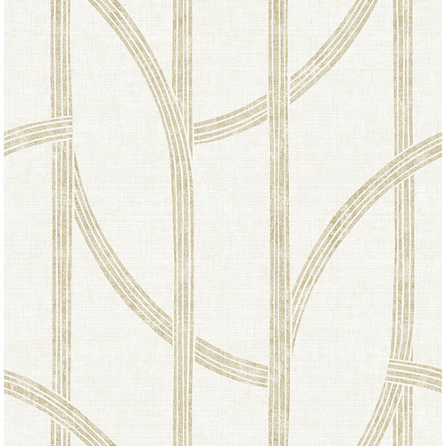 4141-27139 Harlow Curved Contours Gold Metallic Farmhouse Style Non Woven Unpasted Wallpaper from Solace by A-Street Prints Made in Great Britain