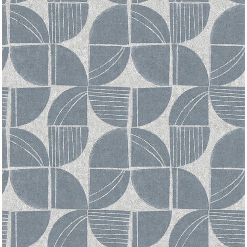 4141-27112 Baxter Semicircle Mosaic Denim Blue Modern Style Non Woven Unpasted Wallpaper from Solace by A-Street Prints Made in Great Britain