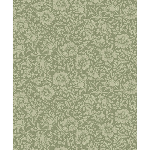 4153-82041 Mallow Green Floral Vine Non Woven Unpasted Wallpaper from Hidden Treasures by A-Street Prints Made in Sweden