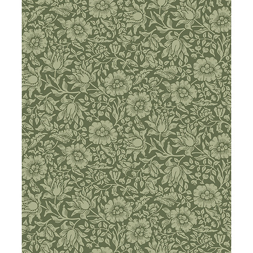 4153-82042 Mallow Dark Green Floral Vine Non Woven Unpasted Wallpaper from Hidden Treasures by A-Street Prints Made in Sweden