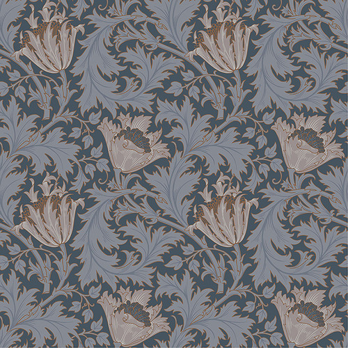4153-82006 Anemone Dark Blue Floral Trail Non Woven Unpasted Wallpaper from Hidden Treasures by A-Street Prints Made in Sweden