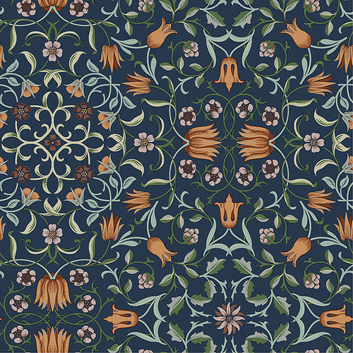 4153-82010 No 1 Holland Park Dark Blue Floral Non Woven Unpasted Wallpaper from Hidden Treasures by A-Street Prints Made in Sweden