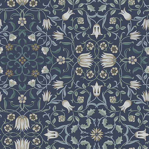 4153-82009 No 1 Holland Park Blue Floral Non Woven Unpasted Wallpaper from Hidden Treasures by A-Street Prints Made in Sweden