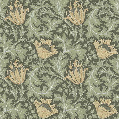 4153-82004 Anemone Moss Green Floral Trail Non Woven Unpasted Wallpaper from Hidden Treasures by A-Street Prints Made in Sweden