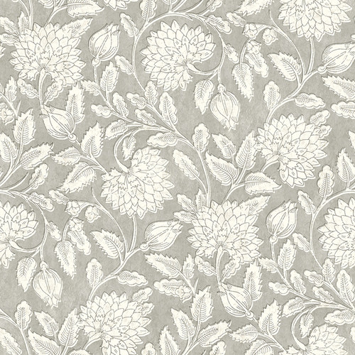 4134-72537 Vadouvan Gray Jacobean Trail Sure Strip Prepasted Wallpaper from Wildflower by Chesapeake Made in United States