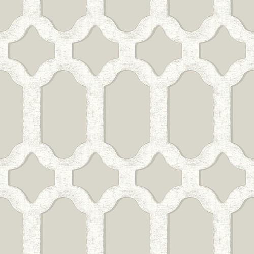 4134-72544 Chervil Light Gray Trellis Sure Strip Prepasted Wallpaper from Wildflower by Chesapeake Made in United States