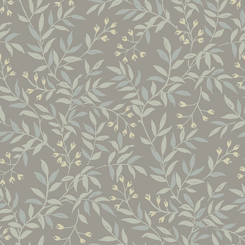 4134-72522 Senna Silver Metallic Budding Vines Sure Strip Prepasted Wallpaper from Wildflower by Chesapeake Made in United States