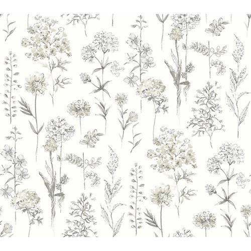 4134-72501 Bergamot Light Gray Sure Strip Prepasted Wallpaper from Wildflower by Chesapeake Made in United States