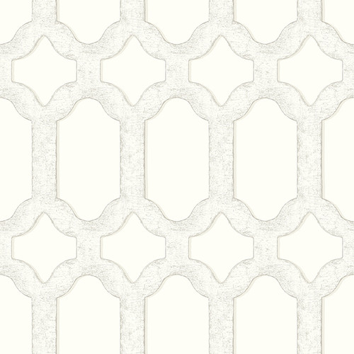 4134-72542 Chervil Off White Trellis Sure Strip Prepasted Wallpaper from Wildflower by Chesapeake Made in United States