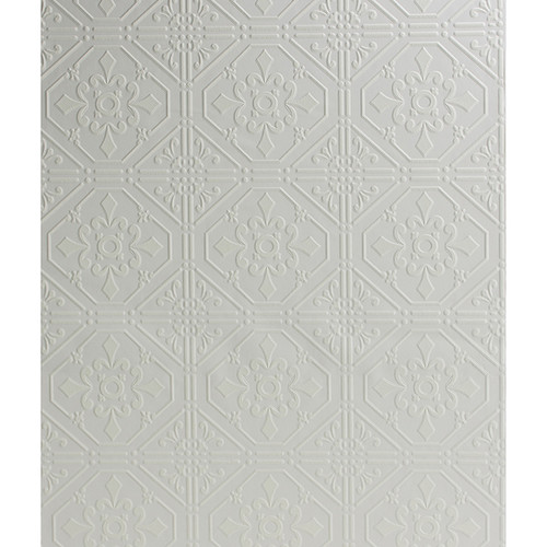 4134-93996 Brooklyn Off White Tin Paintable Expanded Vinyl Prepasted Wallpaper from Wildflower by Chesapeake Made in Germany