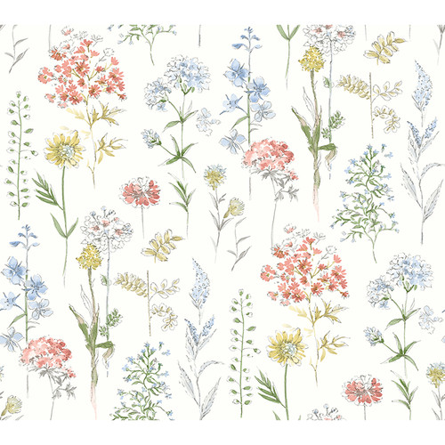 4134-72500 Bergamot Multicolor Wildflower Sure Strip Prepasted Wallpaper from Wildflower by Chesapeake Made in United States