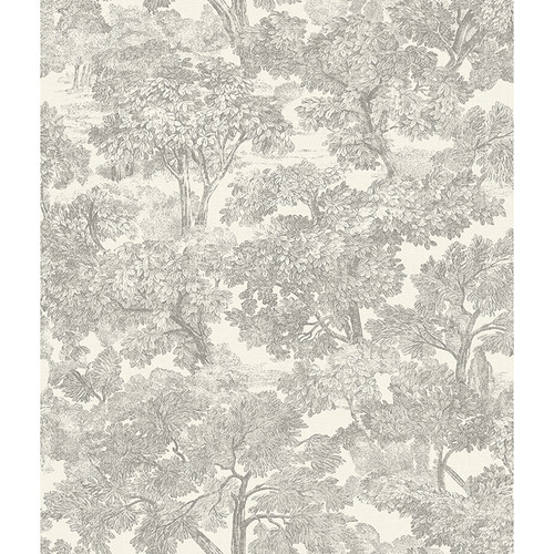 4134-72560 Spinney Gray Toile Sure Strip Prepasted Wallpaper from Wildflower by Chesapeake Made in United States