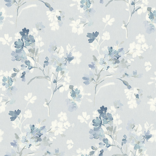 4134-72526 Azalea Light Blue Floral Branches Sure Strip Prepasted Wallpaper from Wildflower by Chesapeake Made in United States
