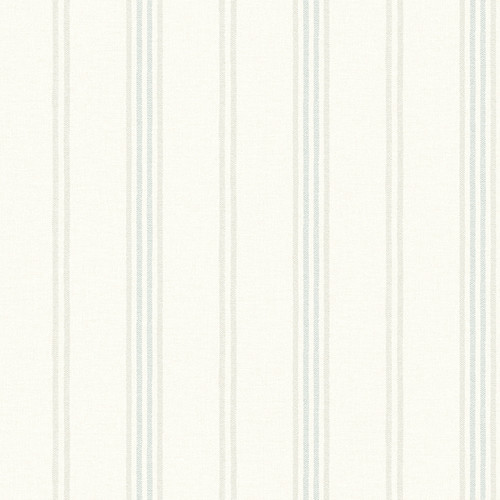 4134-72548 Lovage Aqua Blue Linen Stripe Sure Strip Prepasted Wallpaper from Wildflower by Chesapeake Made in United States