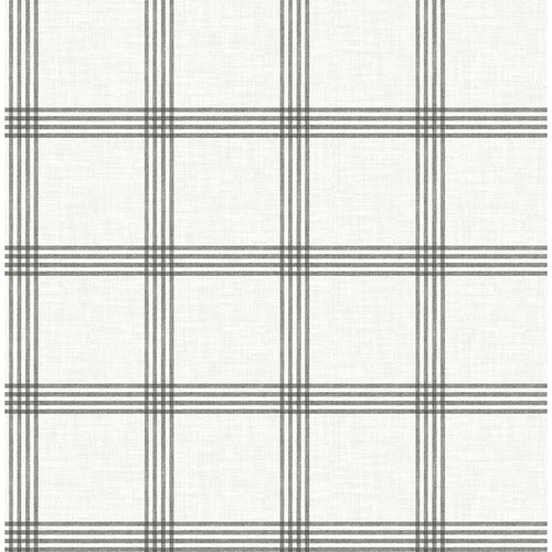 4134-26997 Twain Charcoal Gray Plaid Non Woven Unpasted Wallpaper from Wildflower by Chesapeake Made in Great Britain