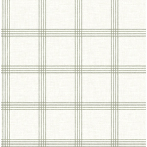 4134-26996 Twain Green Plaid Non Woven Unpasted Wallpaper from Wildflower by Chesapeake Made in Great Britain