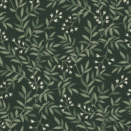 4134-72518 Senna Evergreen Budding Vines Sure Strip Prepasted Wallpaper from Wildflower by Chesapeake Made in United States